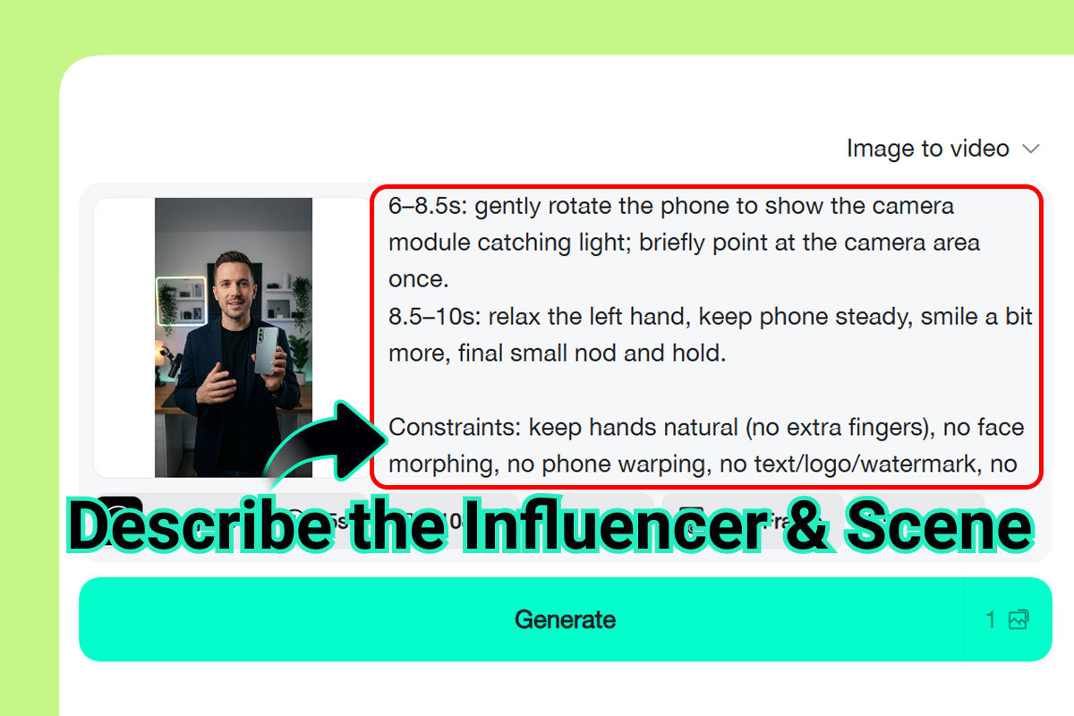 Step 2: Describe the Influencer & Scene Step 2: Describe the Influencer & Scene