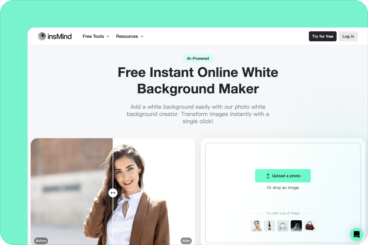 Access the insMind White Background Tool Access the insMind White Background Tool