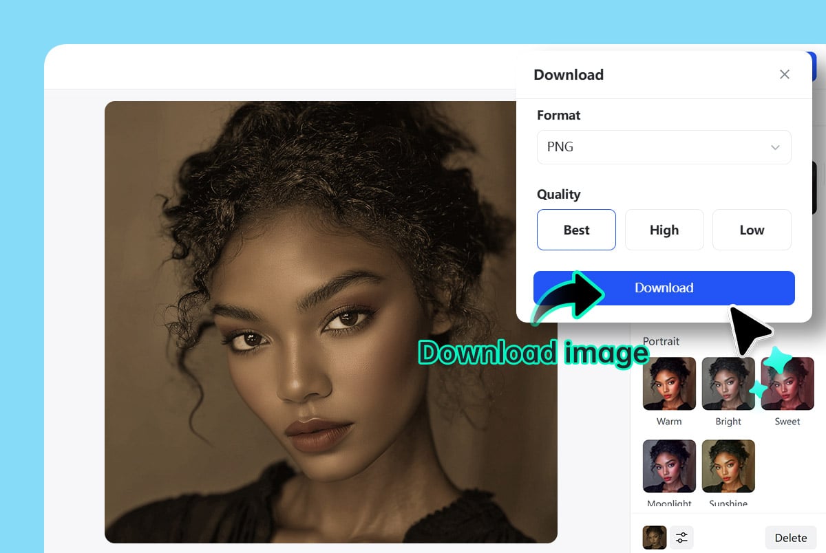 Step 3: Download your sepia-toned photo instantly Step 3: Download your sepia-toned photo instantly
