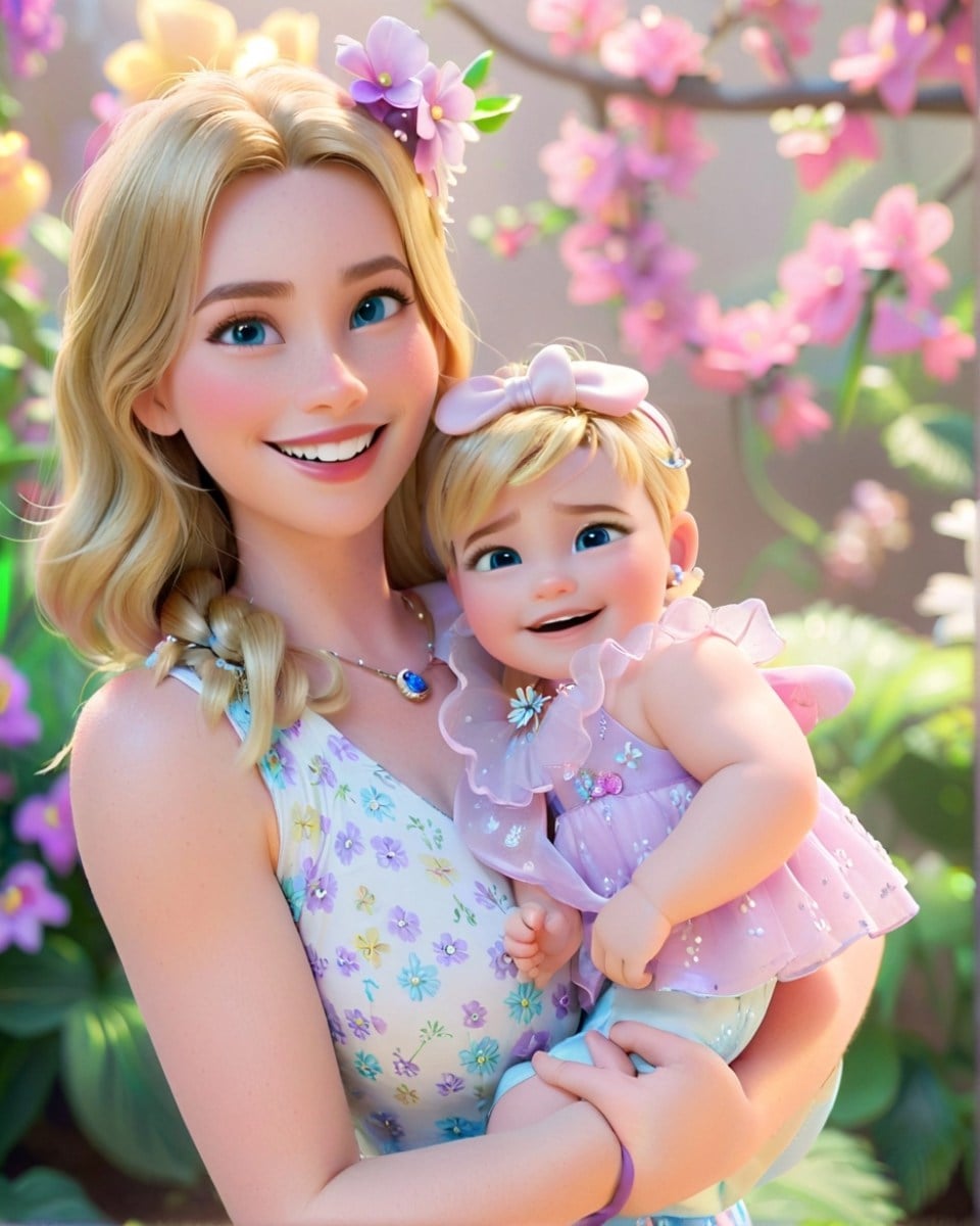 Disney Style Mother Holding Baby Disney Style Mother Holding Baby