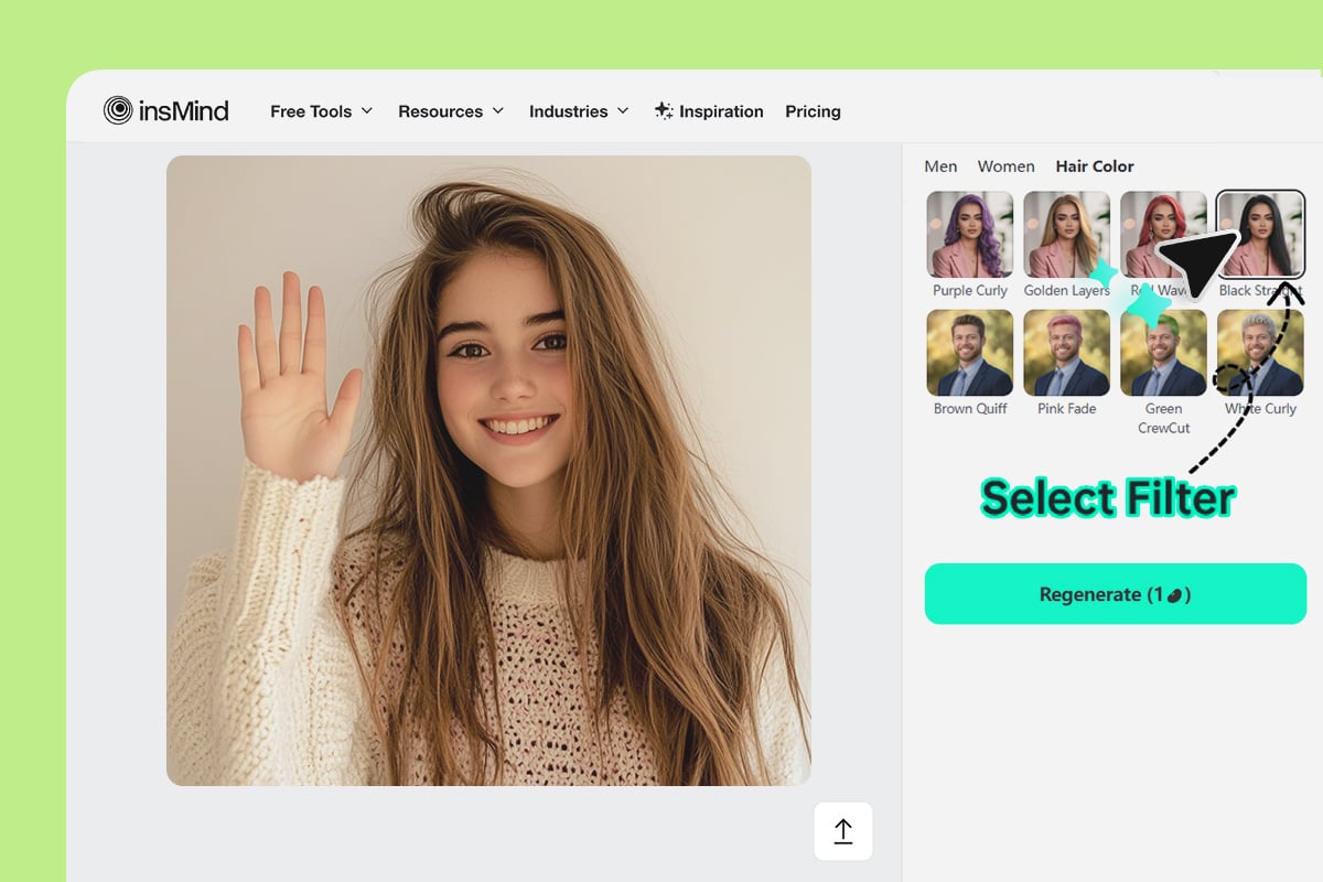 Select the hair area Select the hair area