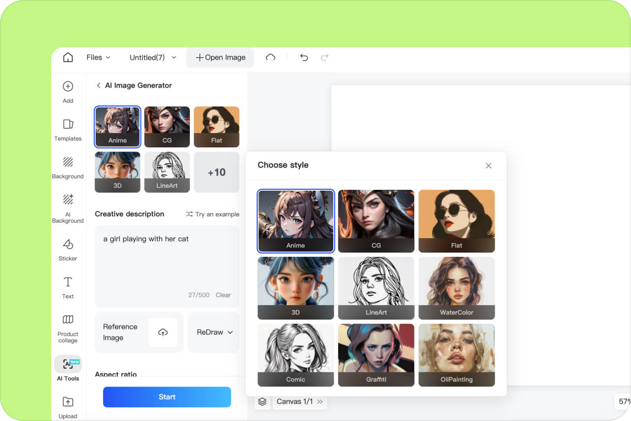 Step 3. Select Art Styles Step 3. Select Art Styles