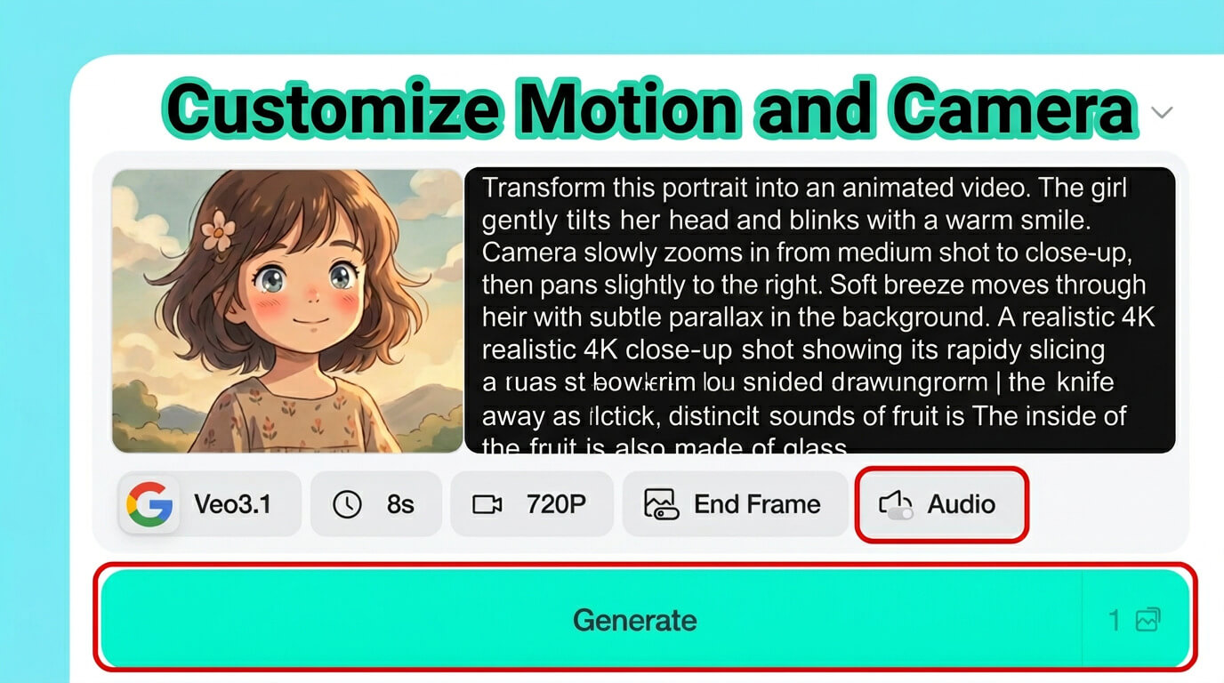 Step 2: Customize Motion and Camera Step 2: Customize Motion and Camera