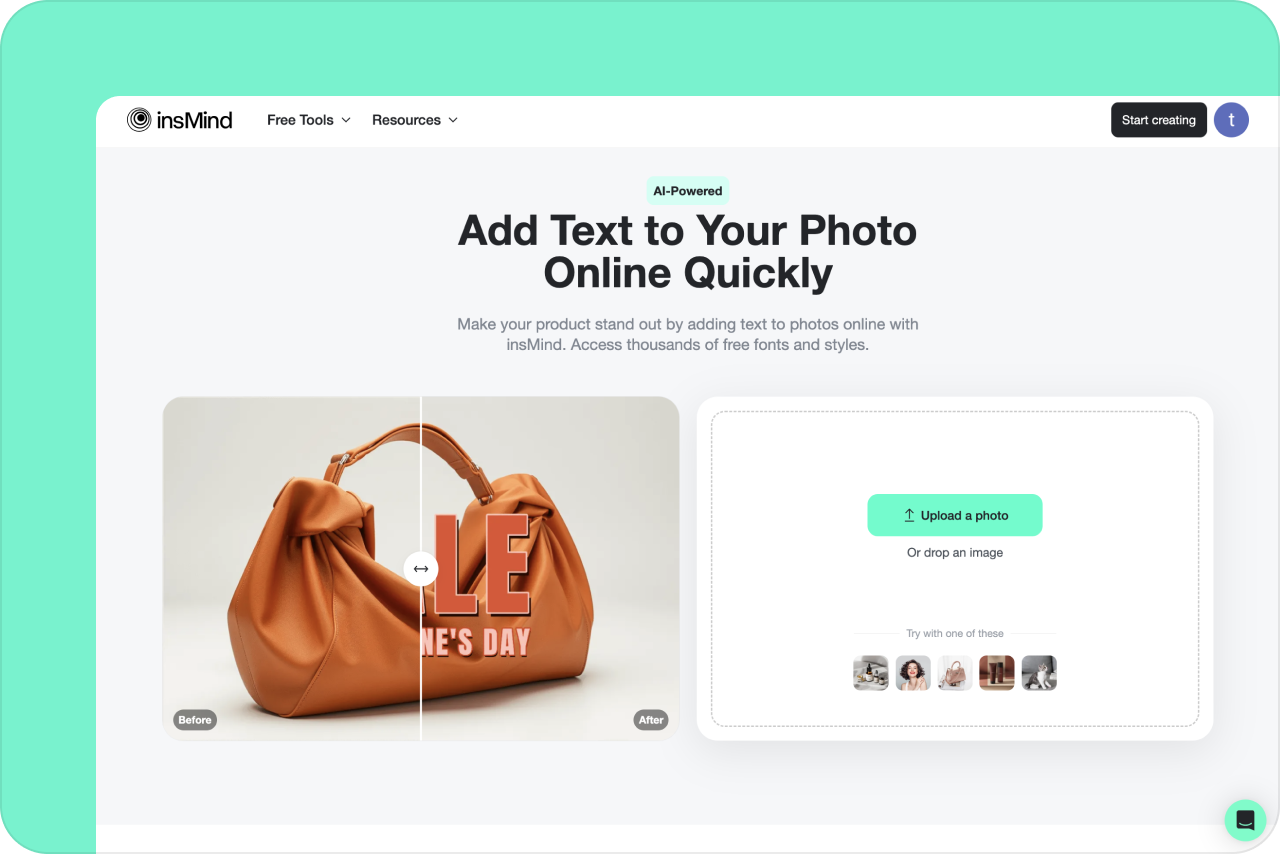 Access the photo text editor Tool in insMind Access the photo text editor Tool in insMind