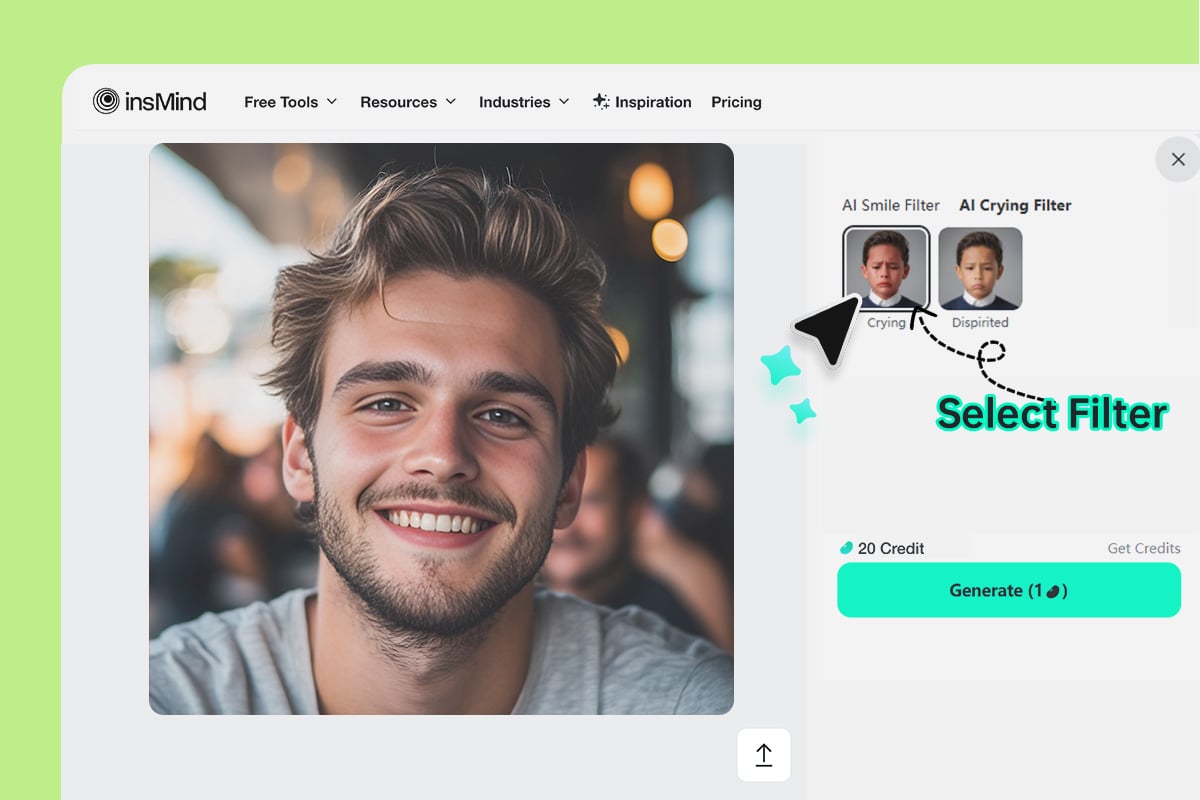 Step 2: Choose the right crying or sad face filter Step 2: Choose the right crying or sad face filter