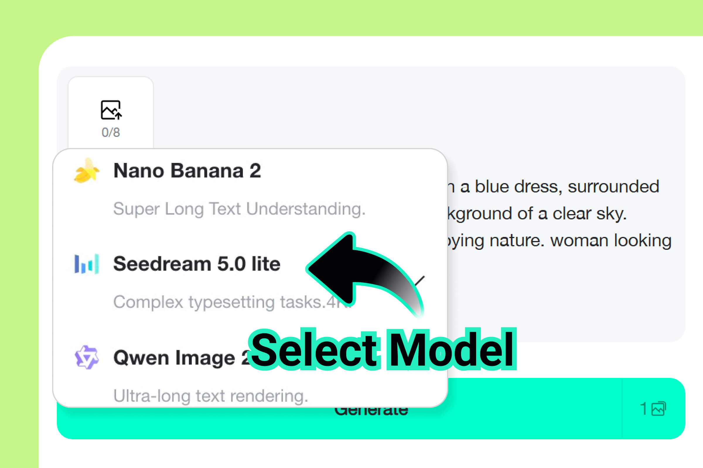 Select the Seedream AI Model Select the Seedream AI Model