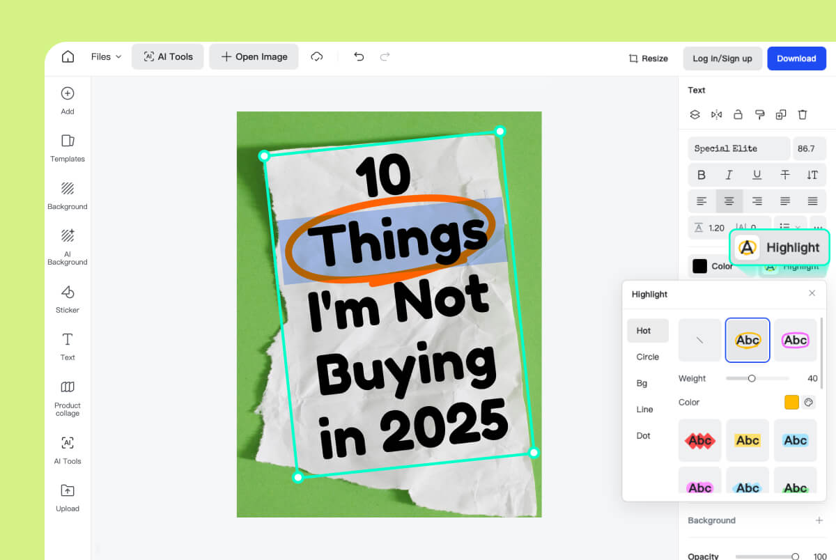 Highlight the Text Highlight the Text